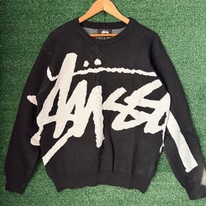Stussy Black and White Knitted Sweater Size Medium